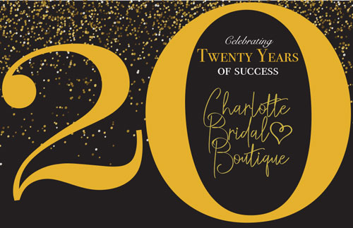 Sponsor Logo: Charlotte Bridal Boutique, Celebrating Twenty years of Success